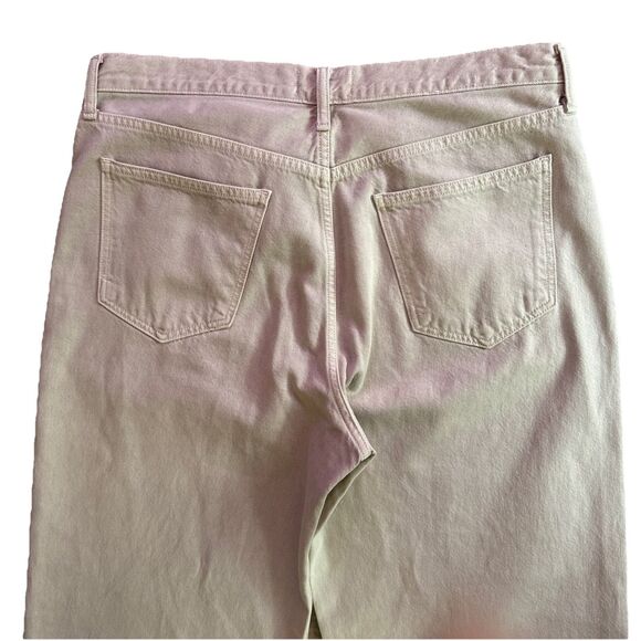 AGOLDE Low Slung Baggy Jeans Womens Sz 31 Ecru Tan Button Fly High Rise Wide Leg - Picture 9 of 12